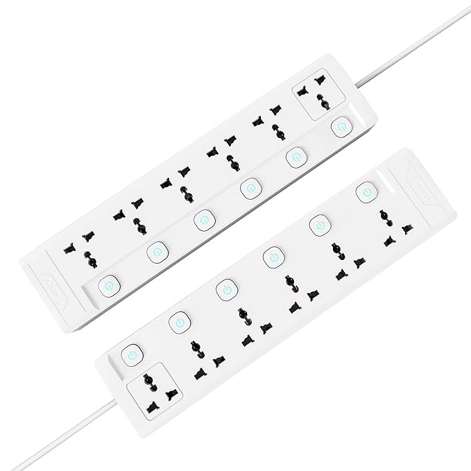 Cablet 6060 - 6 Universal Socket, 6 Switch and Heavy Duty Cable 6 Socket Extension Boards