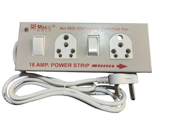 S MAXX GOLD POWER STRIP 2 SWITCH + 2 SOCKET (16Amp. ABS)