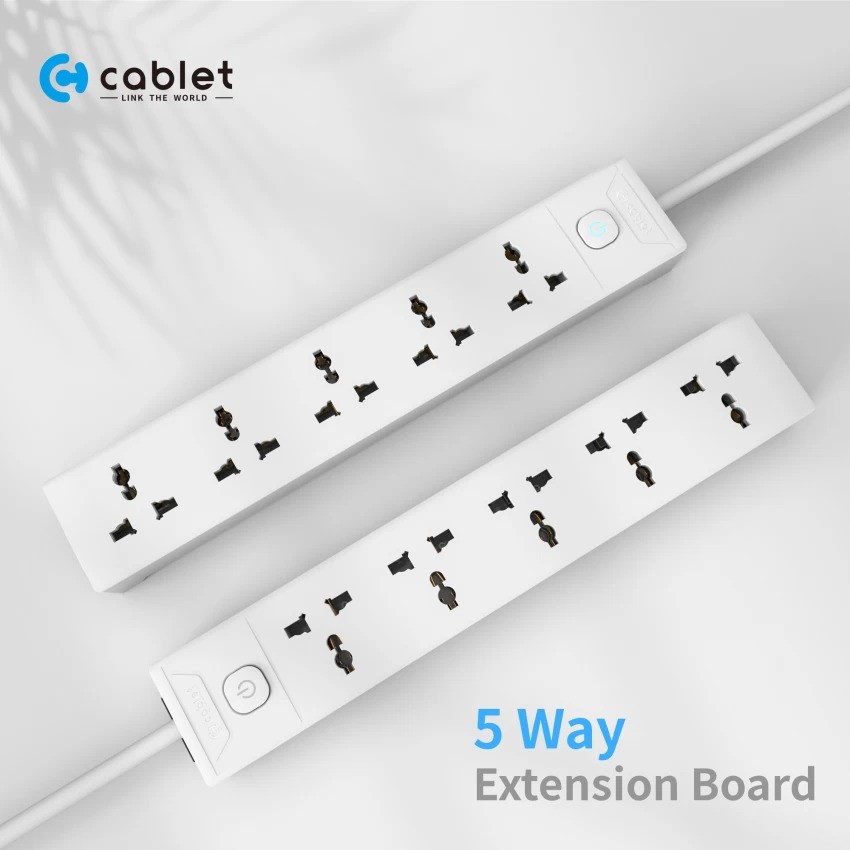 Cablet 5010-45 - 5 Universal Socket, 1 Switch and Heavy Duty Cable 5 Socket Extension Boards